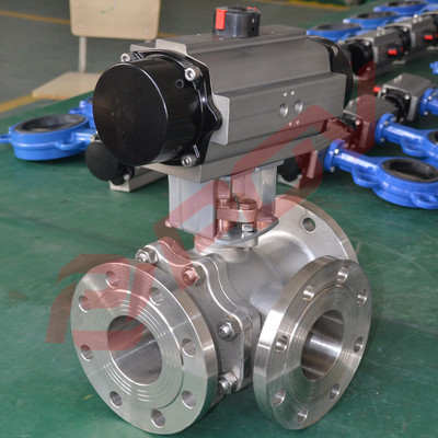 Q644-16P 氣動(dòng)四通法蘭式球閥_化工機(jī)械設(shè)備_泵閥類_球閥_產(chǎn)品庫(kù)_中國(guó)化工儀器網(wǎng)